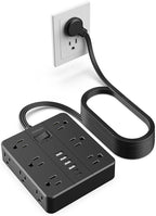Extension Cord 25 Ft, HUNIAN Flat Plug Power Strip Surge Protector, 12 Widely by HUNIAN
