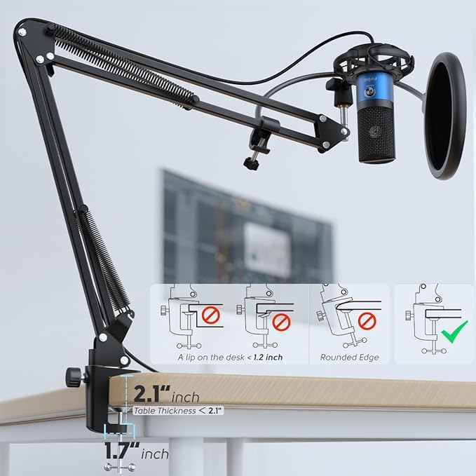 FIFINE USB Recording PC Microphone Kit, Computer Condenser Cardioid Mic on Mac - Image 6