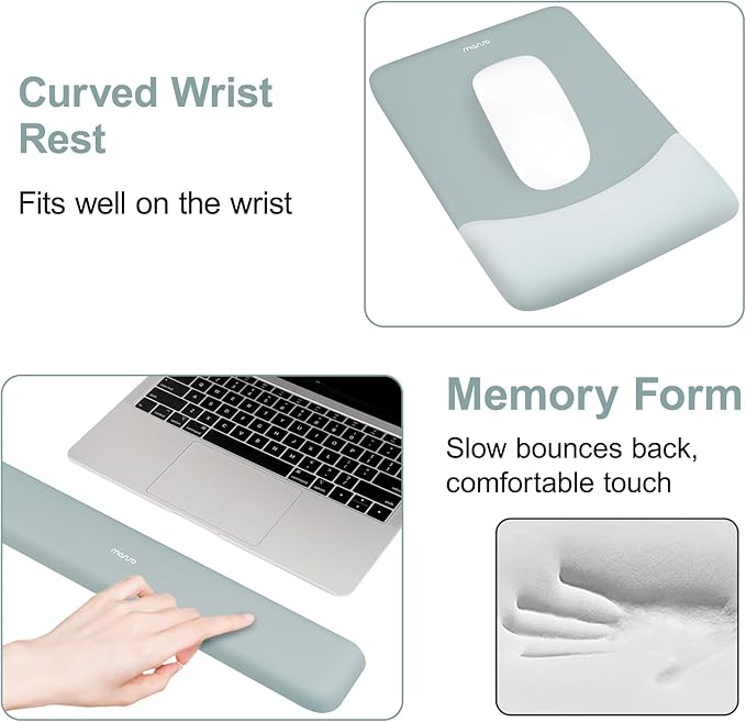MOSISO Wrist Rest Support for Mouse Pad&Keyboard Set, Rectangular Ergonomic - Image 5
