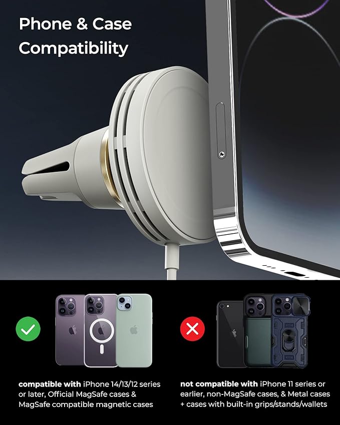 iOttie Velox Mini MagSafe Compatible Air Vent Car Mount in Astral Gray - Image 5