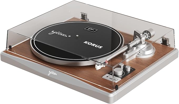 KORUS Record Player with External Speakers, Belt-Drive Turntable 2-Speed - Image 2
