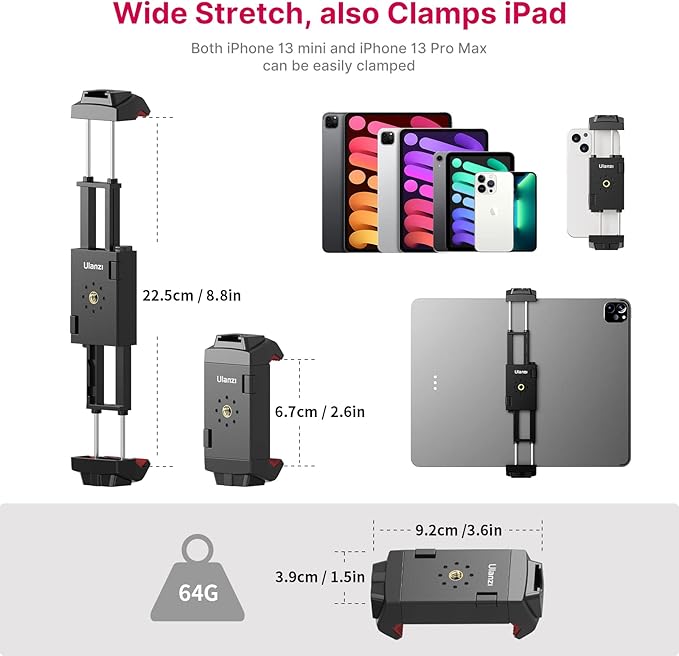ULANZI ST-29 Phone Tripod Mount, Universal 2-in-1 Tablet Smartphone Holder - Image 2