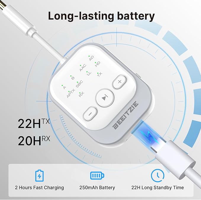 Ultra Bluetooth 5.4 Transmitter & Receiver, 2-in-1 Wireless Audio Transmitter - Image 7