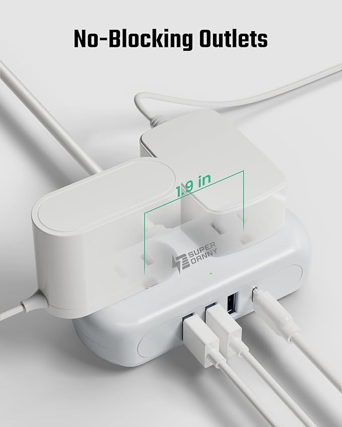 SUPERDANNY Power Strip with USB, 9.8ft Mini Desktop Charging Station with 2 - Image 4