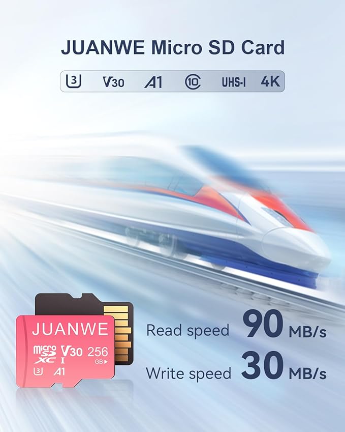 JUANWE 256GB Micro SD Card 2 Pack microSDXC Memory Card A1 U3 V30 4K + Adapter - Image 2