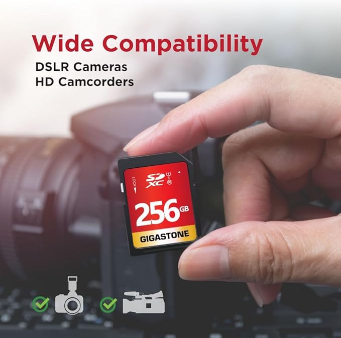 Gigastone 256GB SD Card UHS-I U1 Class 10 SDXC Memory Card High Speed Full HD - Image 5