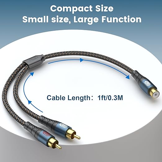 EMK RCA Splitter 2 Male to Female Extension Cable Dual Shielding Gold Plated - Image 7