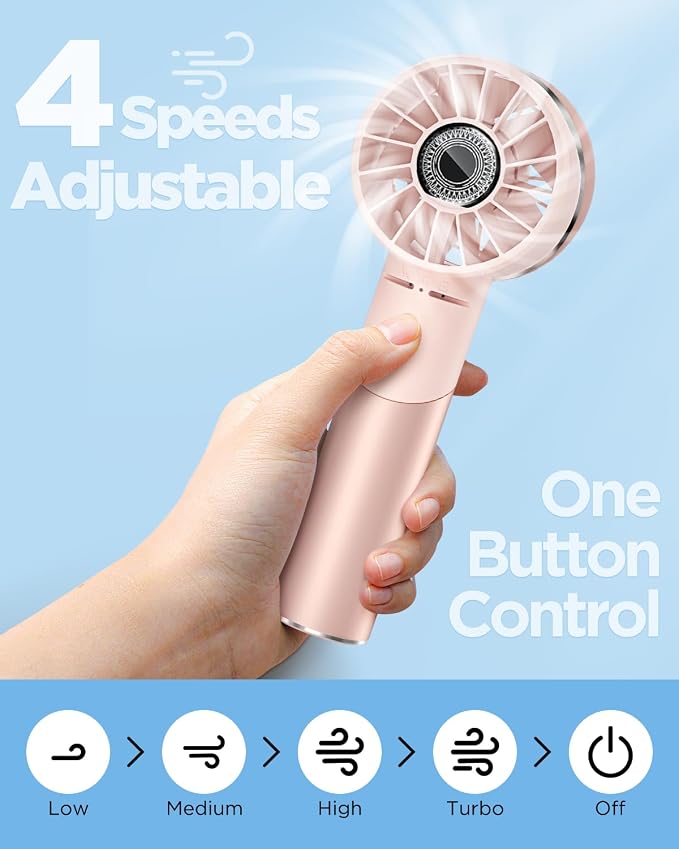 2PCS Handheld Fan, Mini Small Portable Turbo Fan, Rechargeable - Image 6