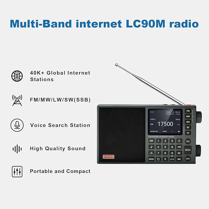 CHOYONG LC90 Mini Multi-Band Smart Internet Radio Portable WiF/4G, Longwave & - Image 2