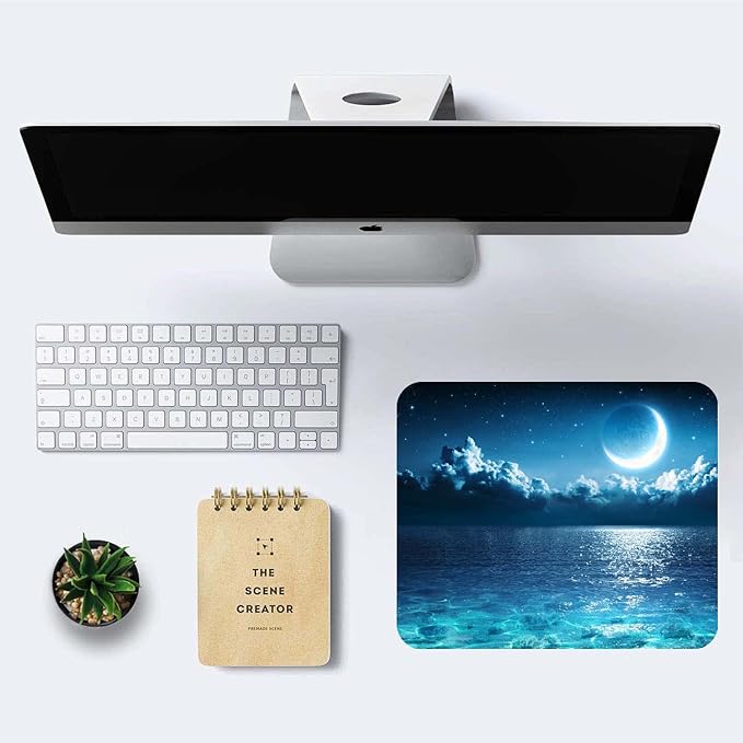 Ocean and Moon Mouse Pad, Romantic Moon On Sea in Magic Night, Waterproof - Image 6
