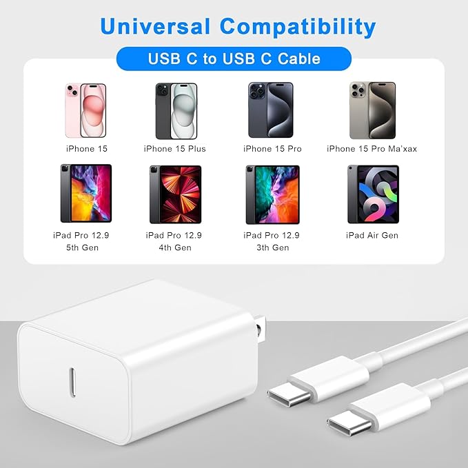 Matsusho iPhone 16 15 Charger Fast Charging 10 FT, 2 Pack 20W USB C Wall - Image 4