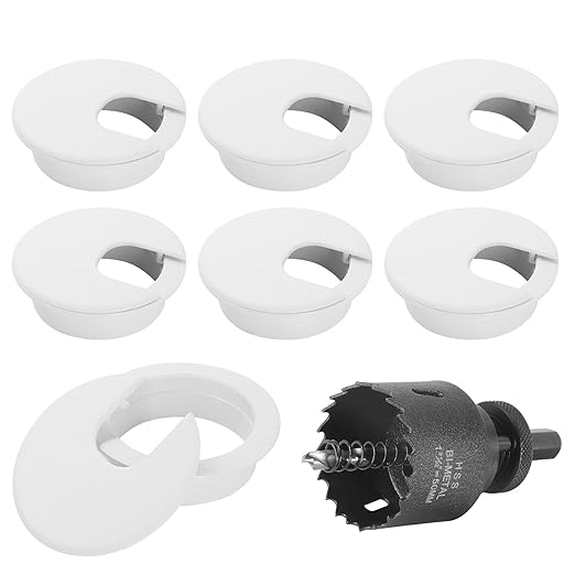 2" White Desk Grommet with Bi-Metal Hole Saw, JTemgle Plastic Cable Hole Cover by JTemgle