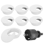 2" White Desk Grommet with Bi-Metal Hole Saw, JTemgle Plastic Cable Hole Cover by JTemgle