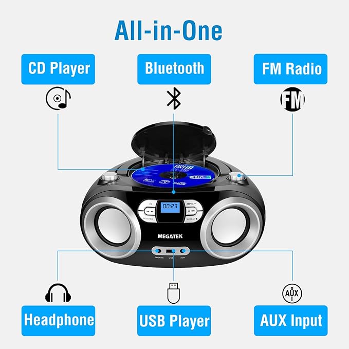 MEGATEK Portable CD Player Boombox - Image 2