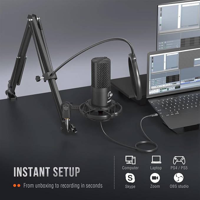 FIFINE Studio Condenser USB Microphone Computer PC Microphone Kit - Image 5
