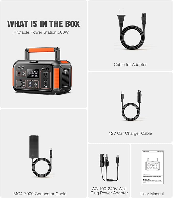 GRECELL 500W Portable Power Station 444Wh Solar Generator - Image 9