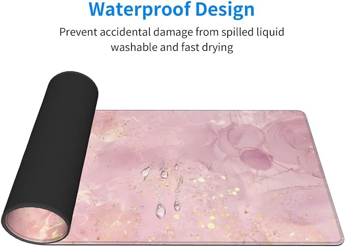 Rose Gold Marble Large Mouse Pad Extended Gaming Mousepad 31.5 x 11.8 Inch - Image 4