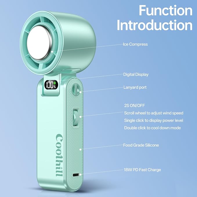 Handheld Portable Fan with Ice Cooler: 100-Speed 5500mAh Rechargeable Handheld - Image 5