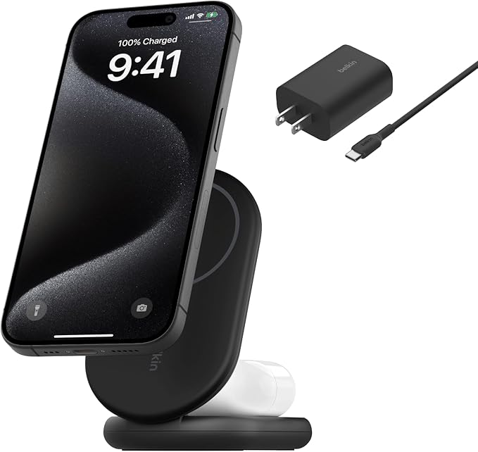 Belkin MagSafe-Compatible Charger, 2-in-1 Magnetic Foldable Charger 15W by Belkin