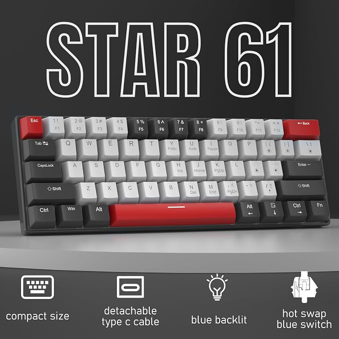 60% Mechanical Gaming Keyboard, Mixed Color Keycaps Gaming Keyboard - Image 2