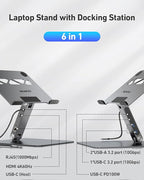 BENFEI Laptop Stand with USB C 6in1 Docking Station, HDMI 4K@60Hz, Gigabit - Image 2