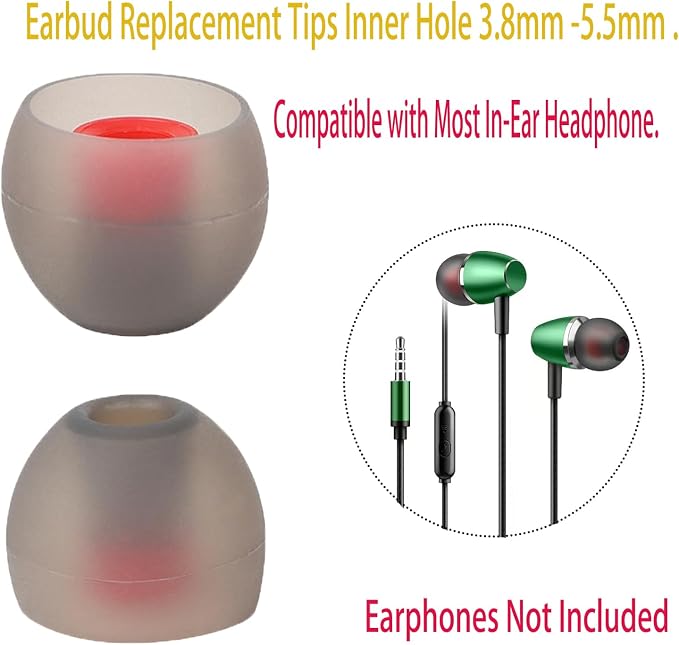 9 Pairs Earbud Tips, Silicone Replacement Earbud Tips Inner Hole 3.8mm -5.5mm - Image 4