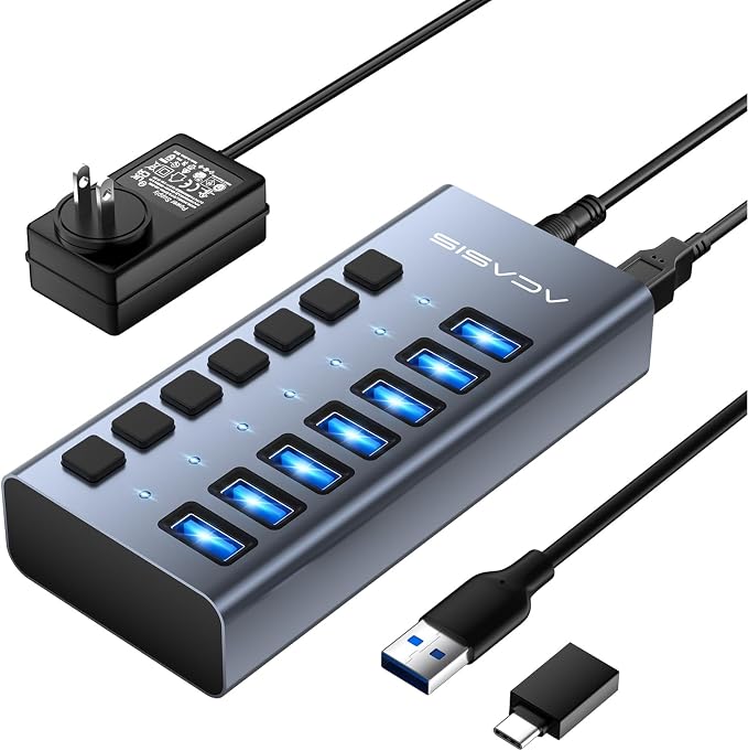 Powered USB 3.1 Hub, ACASIS 7 Ports USB 3.1 Hub by ACASIS