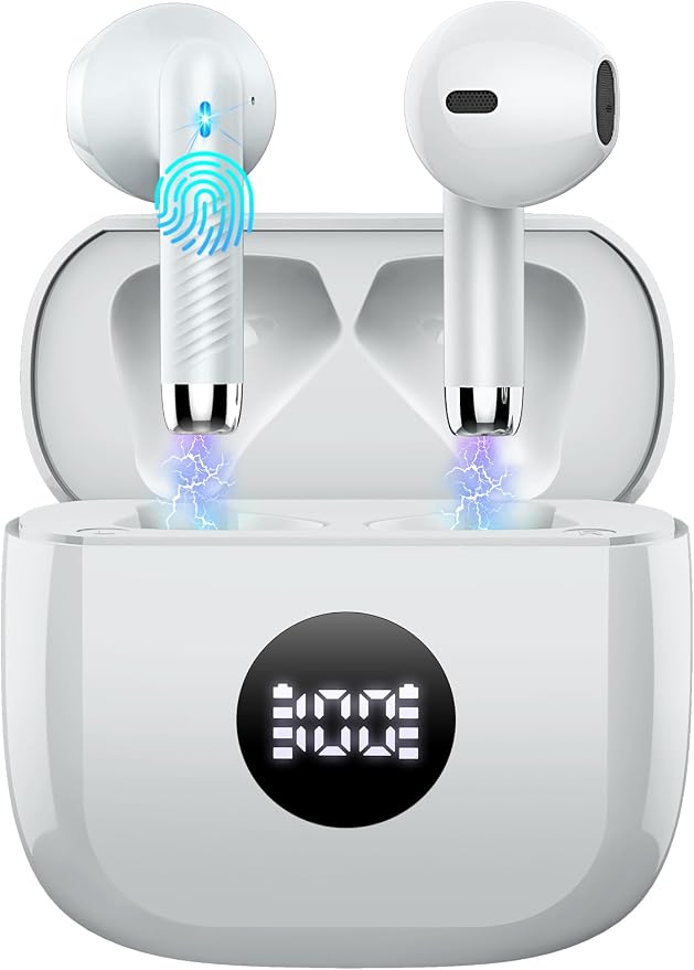 Wireless Earbuds, 40H Playback Mini Case IP7 Waterproof Sports Earphones by Jxrev