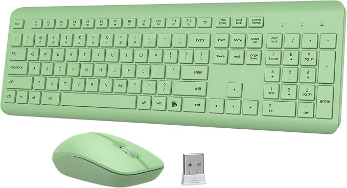Wireless Keyboard and Mouse Combo, Full-Size Silent Ergonomic Keyboard and by QUASIO