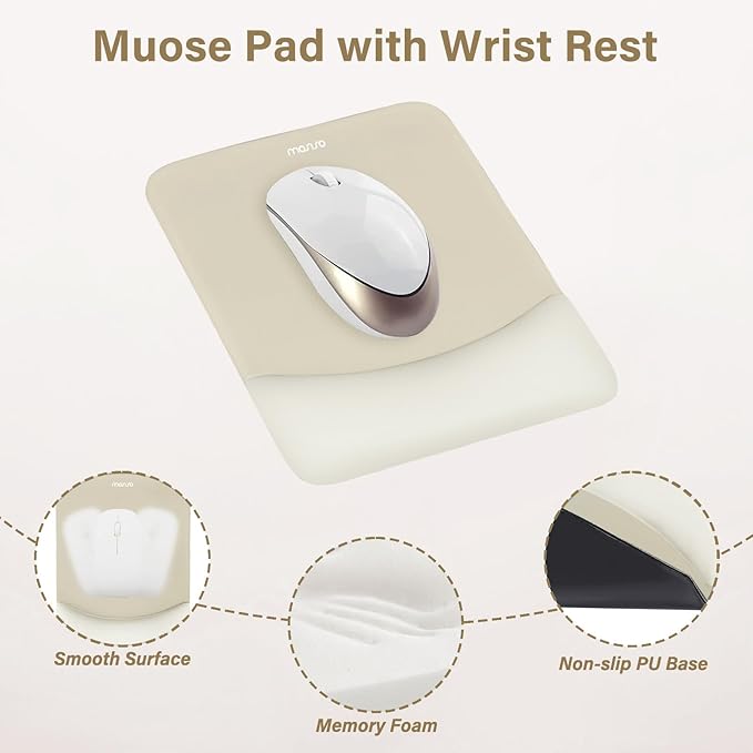 MOSISO Wrist Rest Support for Mouse Pad&Keyboard Set, Rectangular Ergonomic - Image 3
