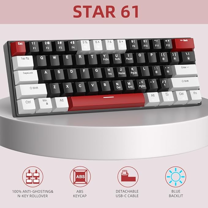 60% Mechanical Gaming Keyboard, Mixed Color Keycaps Gaming Keyboard - Image 2