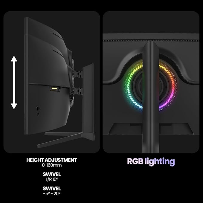 CRUA 49" Curved Gaming Monitor | DFHD, 144Hz/165Hz, AMD FreeSync, 120% sRGB - Image 7
