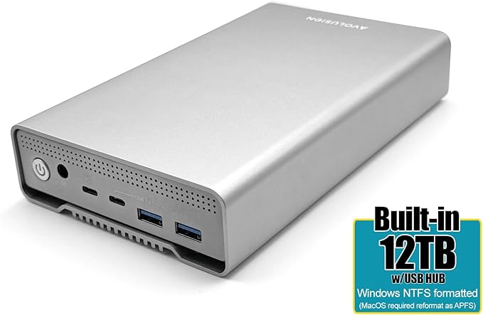 Avolusion PRO-G1 Series 12TB USB 3.2 Gen 2 USB-C External Hard Drive w/USB HUB - Image 2