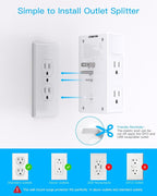 One Beat Surge Protector Wall Outlet Extender, 5 Outlets & 4 USB Ports - Image 5