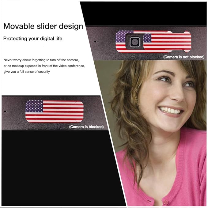 Webcam Cover, Laptop Camera Cover Slide, Ultra-Thin, US Flag Pattern Design - Image 2