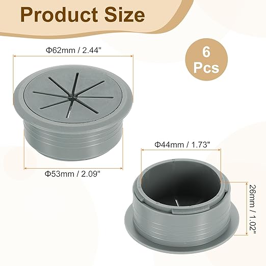 uxcell 6 Pcs Desk Grommet, Fit 53mm/2.09" Plastic Cable Hole Cover Bulk Top Hat - Image 2