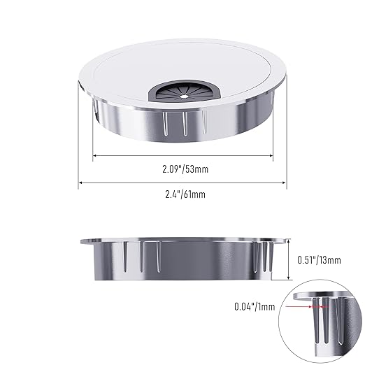 2 Pack Desk Grommet 2-1/8 Inch 53mm, Zinc Alloy Computer Desk Wire Hole Cover - Image 2