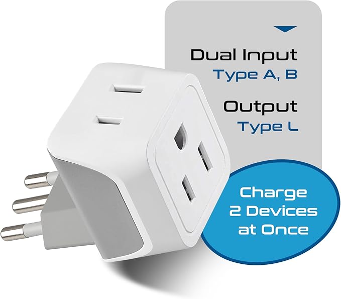 Ceptics Italy Travel Plug Adapter, Chile Plug Adapter - Image 3