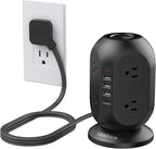 Surge Protector Power Strip Tower, TESSAN 10 ft Flat Extension Cord by TESSAN