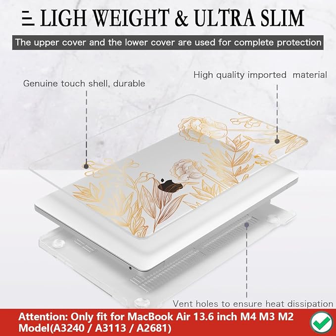 CISSOOK for MacBook Air 13.6 inch Case A3240 A2681 A3113 Release 2022 2023 2024 - Image 4