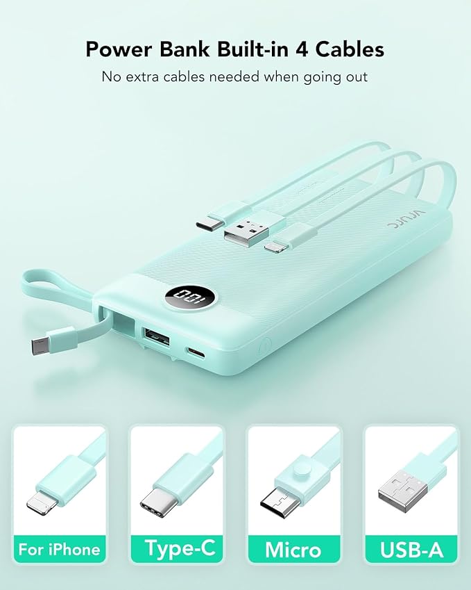 VRURC Portable Charger Power Bank, 10000mAh Travel Essentials Battery Pack - Image 2