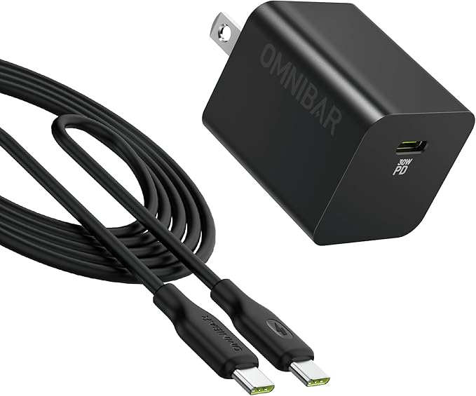 30W USB C Charger with 60W Type C Cable, GaN Fast Wall Charger Block, PD 3.0 by Omnibar