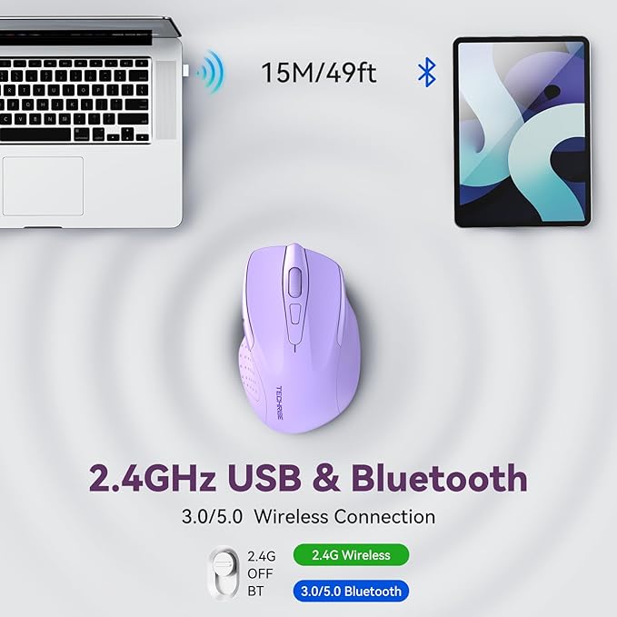Bluetooth Mouse Rechargeable Wireless Mouse, 4800 DPI Optical Tracking - Image 2