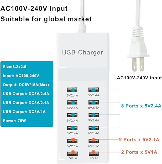 Multiple USB Charger Station 12 multiport Charger Station Hub - Image 2