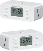 DEWENWILS 2 Pack Indoor Countdown Timer Outlet, Timers by DEWENWILS
