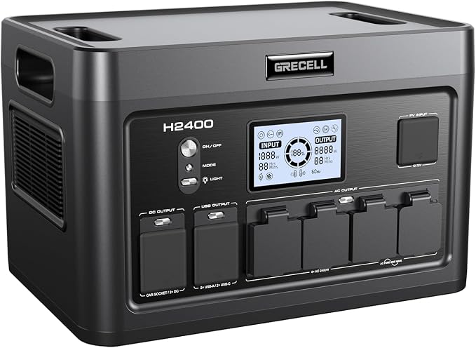 GRECELL Solar Generator 2400W Portable Power Station, 1843Wh UPS Backup LiFePO4 by GRECELLPOWERSTATION