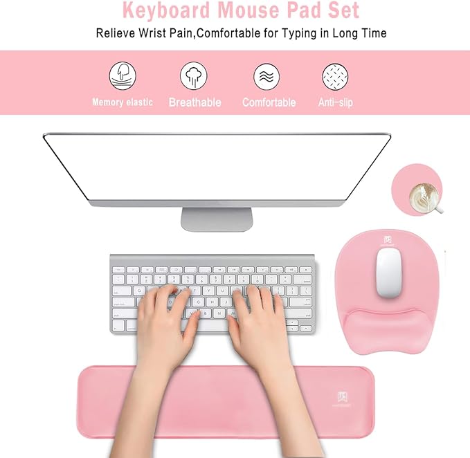 Memory Foam Set Wrist Rest Pad & Mouse Wrist Rest Support, Ergonomic Design - Image 2