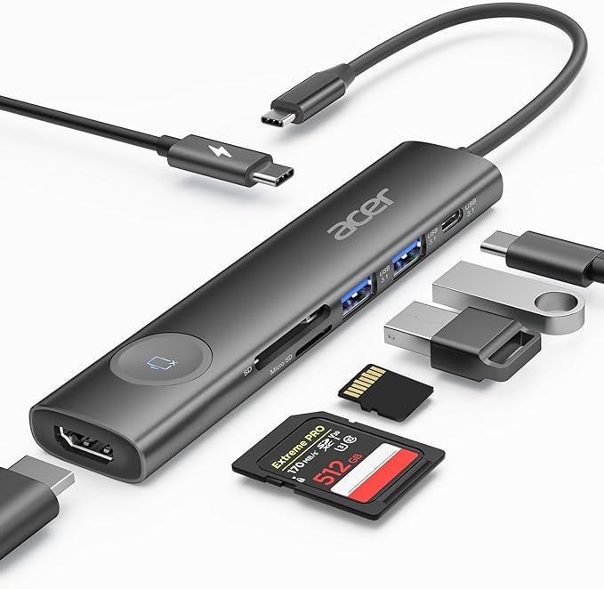 Acer USB C HUB Multiport Adapter, 7 in 1 USB-C to HDMI Adapter by Acer