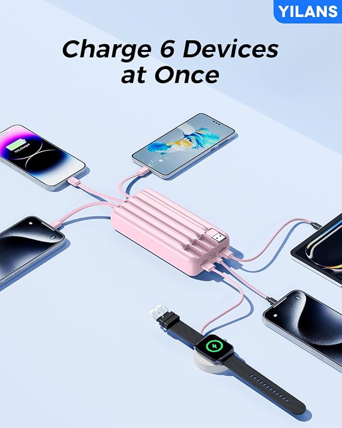 Portable Charger, 42800mAh Power Bank Built-in Cable, 22.5W PD USB C In & Out - Image 3