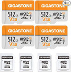 GIGASTONE 512GB Micro SD Card 4-Pack, A1 V30 4K Video Recording, Surveillance by Gigastone